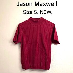 5/$15💥 Jason Maxwell Red Ribbed Knit Top Shirt Layer Fall Winter